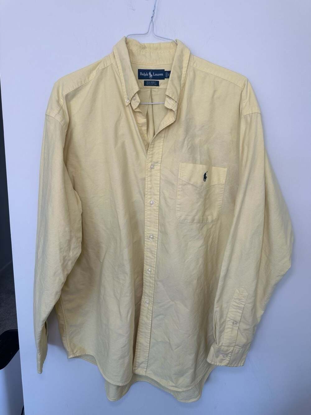 Vintage Ralph Lauren Big Shirt Yellow Oxford Button Down XL